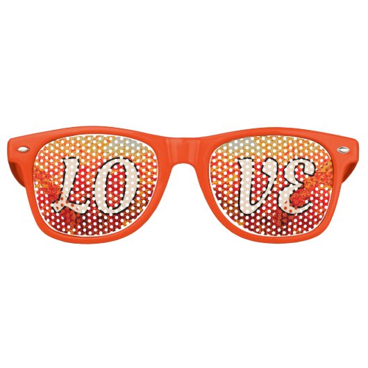 Oranje liefde retro zonnebril (Voorkant)