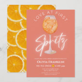 Oranje liefde voor eerste spritz zomerse vrijgezel kaart (Voorkant / Achterkant)