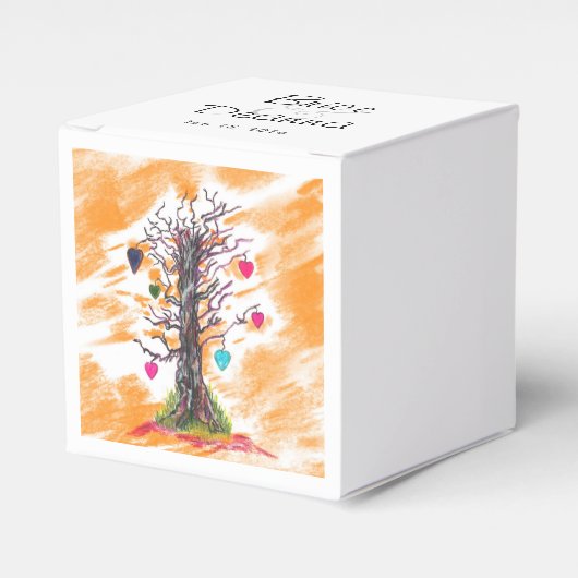 Oranje liefdesboom bedankdoosjes (Voorkant Zijde)