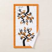 Oranje liefdesvogelkersboom, bloesems en grens bad handdoek (Handdoek)