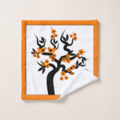Oranje liefdesvogelkersboom, bloesems en grens bad handdoek (Wasdoekje)