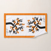Oranje liefdesvogelkersboom, bloesems en grens bad handdoek (Handdoek)