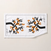 Oranje liefdesvogels, torenbloesems en grens bad handdoek (Handdoek)