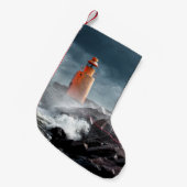 ORANJE LIGHTHOUSE OP ROCK KLEINE KERSTSOK (Voorkant (Hangend))