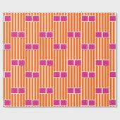 Oranje lijnen en roze dozen cadeaupapier (Vlak)