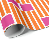 Oranje lijnen en roze dozen cadeaupapier (Rol Hoek)