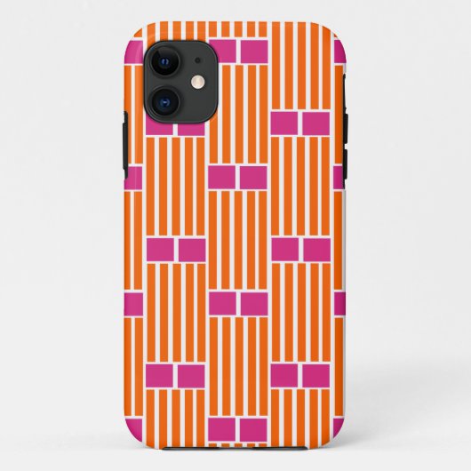 Oranje lijnen en roze dozen Case-Mate iPhone case (Achterkant)