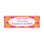 Oranje lijnen en roze dozen etiket (Voorkant)