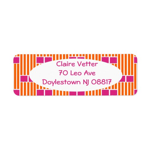 Oranje lijnen en roze dozen etiket (Voorkant)