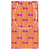 Oranje lijnen en roze dozen klein cadeauzakje (Achterkant)