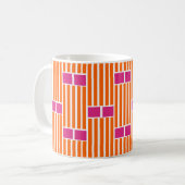 Oranje lijnen en roze dozen Mok koffie (Voorkant links)