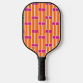 Oranje lijnen en roze dozen pickleball paddle (Voorkant)