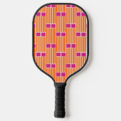 Oranje lijnen en roze dozen pickleball paddle (Achterkant)