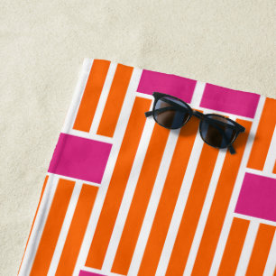Oranje lijnen en roze dozen strandlaken