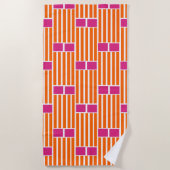 Oranje lijnen en roze dozen strandlaken (Voorkant)