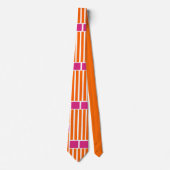 Oranje lijnen en roze dozen stropdas (Voorkant)