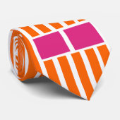 Oranje lijnen en roze dozen stropdas (Opgerold)