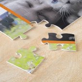 Oranje lijnen Foto's van het Collage-gezin en naam Legpuzzel (Zijkant)