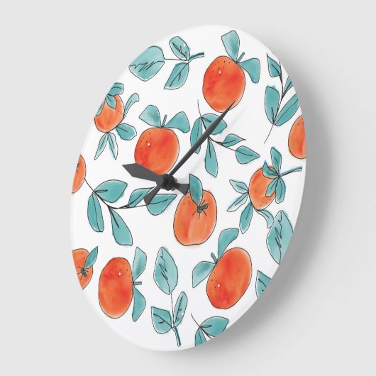 Oranje lijnkunst: naadloos patroon grote klok (Hoek)