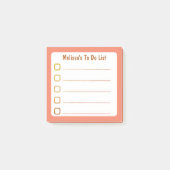 Oranje lijst met taken post-it® notes (Voorkant)