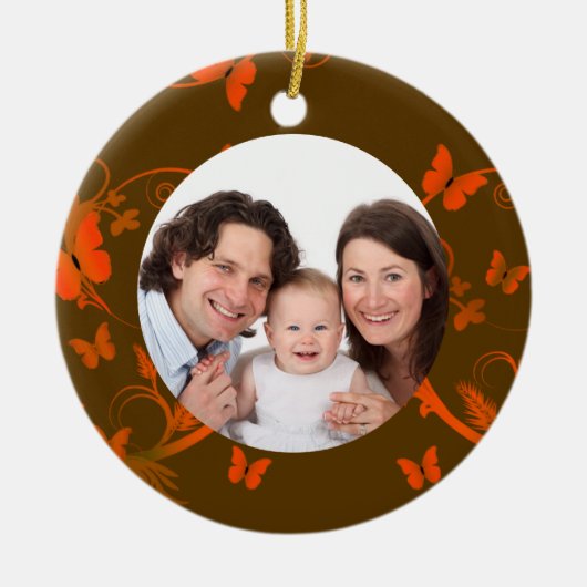 Oranje Lijst van vlinder Keramisch Ornament (Voorkant)