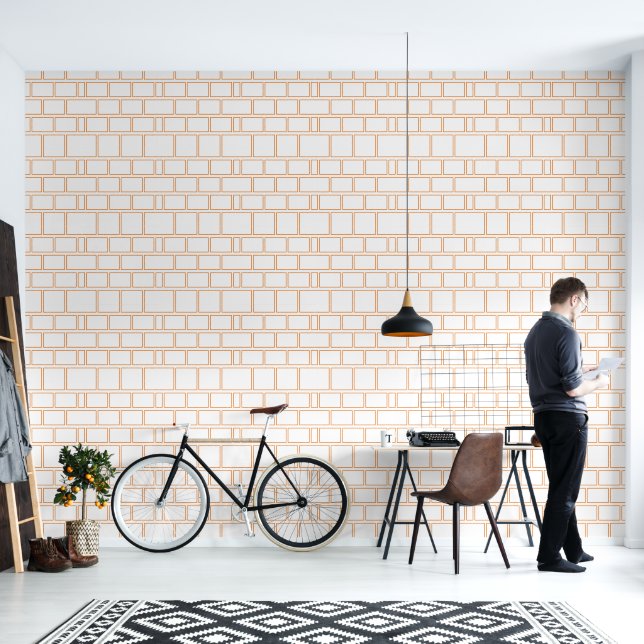 Oranje Lijsten galerij geometrisch horizontaal pat Behang (Woonkamer)