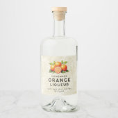  oranje likeur met sinaasappels en bladeren likeurfles etiket (Voorkant)