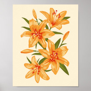 Oranje Lilies. Aantekening van de ventilator Poster