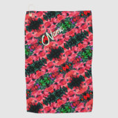 Oranje Lilies Abstract Patroon Gepersonaliseerd Golfhanddoek (Voorkant)