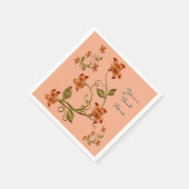 Oranje Lillies Floral Pattern Peach Napkins Servetten (Hoek)