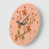 Oranje Lillies Floral Pattern Peach Wall Clock Grote Klok (Hoek)