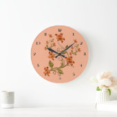 Oranje Lillies Floral Pattern Peach Wall Clock Grote Klok (Huis)