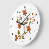 Oranje Lillies Floral Pattern Wall Clock Grote Klok (Hoek)