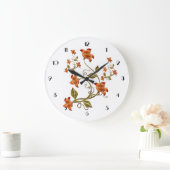 Oranje Lillies Floral Pattern Wall Clock Grote Klok (Huis)