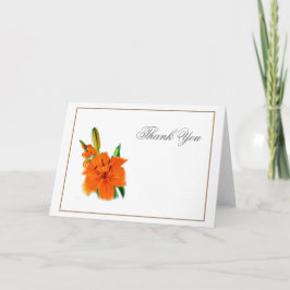 oranje lilly bloemen, dank je wel briefkaart. bedankkaart