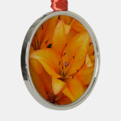 Oranje lilly bloemen ontwerpen kerstversiering metalen ornament (Rechts)