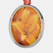Oranje lilly bloemen ontwerpen kerstversiering metalen ornament (Links)