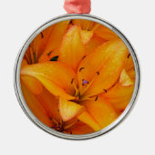 Oranje lilly bloemen ontwerpen kerstversiering metalen ornament (Voorkant)