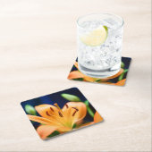 Oranje Lilly Flower Blossom Kartonnen Onderzetters (Insitu)