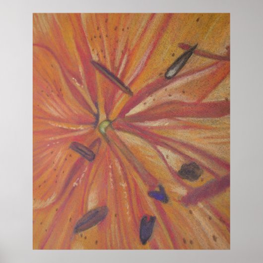 oranje Lily bloem moderne abstracte kunst Poster (Voorkant)