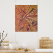 oranje Lily bloem moderne abstracte kunst Poster (Keuken)