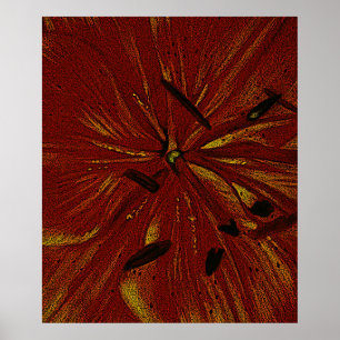 oranje Lily bloem moderne abstracte kunst Poster