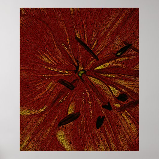 oranje Lily bloem moderne abstracte kunst Poster (Voorkant)