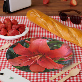 Oranje Lily Bloom Floral Papieren Bordje
