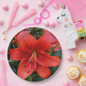 Oranje Lily Bloom Floral Papieren Bordje (Feest)