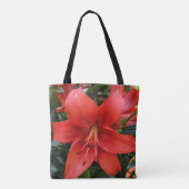 Oranje Lily Bloom Floral Tote Bag (Achterkant)