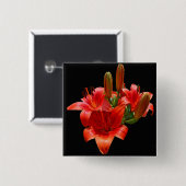 Oranje Lily Blossom Vierkante Button 5,1 Cm (Voorkant /achterkant)