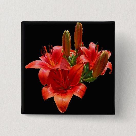 Oranje Lily Blossom Vierkante Button 5,1 Cm (Voorkant)