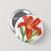 Oranje Lily Botanische illustratie Ronde Button 5,7 Cm (Voorkant /achterkant)