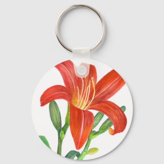 Oranje Lily Botanische illustratie Sleutelhanger (Voorkant)